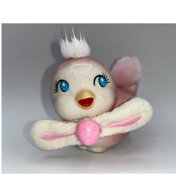 Unbranded Other - Vintage Pink Love Bird Glitter Mohawk Easter Bunny Ears Bow Tie Price OMG OOAK